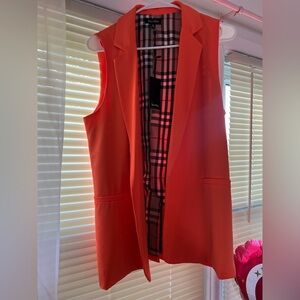 Vibrant Orange Sleeveless Vest Set